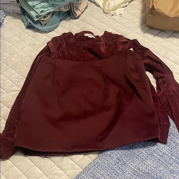 a new day Burgundy Mini Skirt - Picture 2 of 3